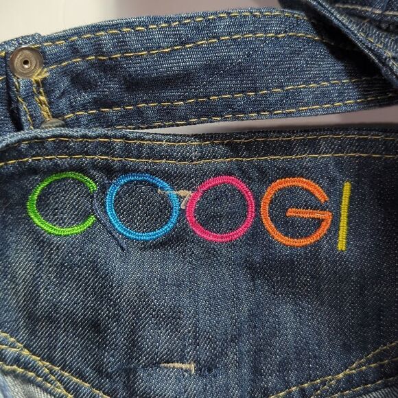 Coogi Overall Mini Skirt Womens 9/10 Blue Embroidered Denim 90s y2k - Picture 13 of 16